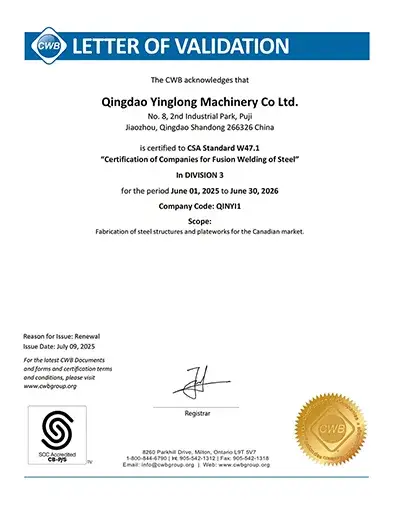Certificación CSA W47.1 (CWB)