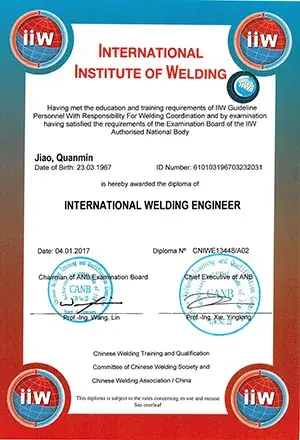 Certificación IWE (Ingeniero Internacional de Soldadura)