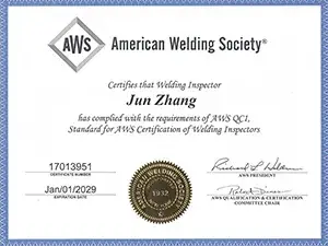 Certificación AWS (Sociedad Americana de Soldadura)